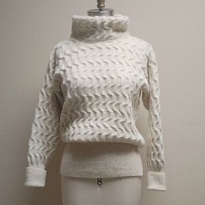Ivory Wool Cashmere Angora Pullover Sweater